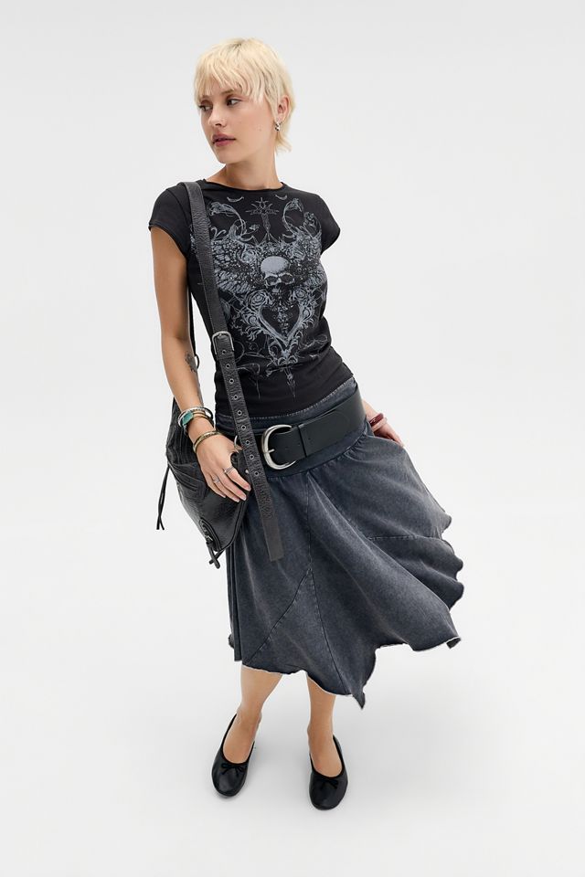 UO Black Grunge Skull Print Baby T-Shirt #1