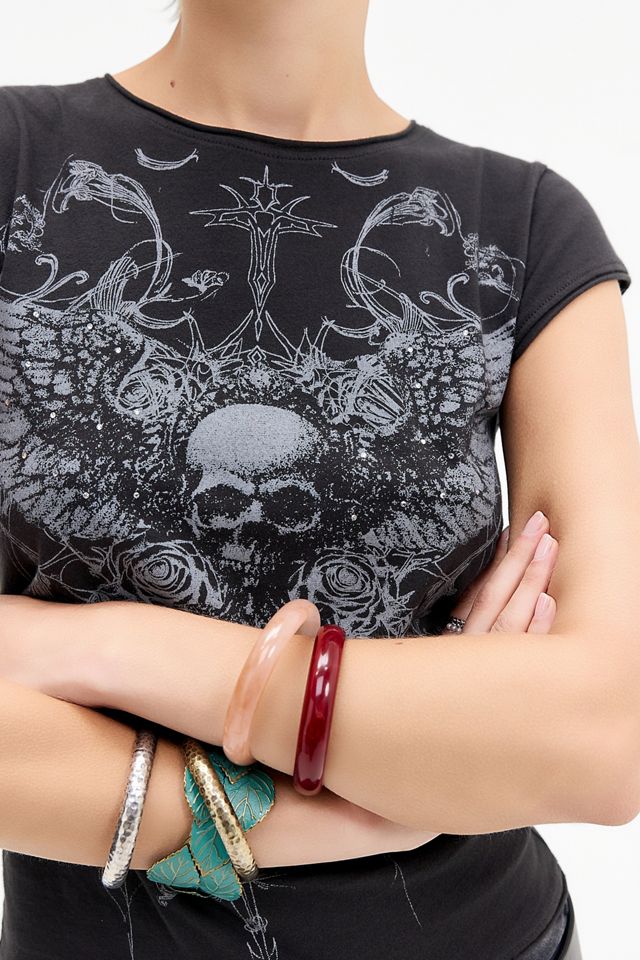 UO Black Grunge Skull Print Baby T-Shirt #2
