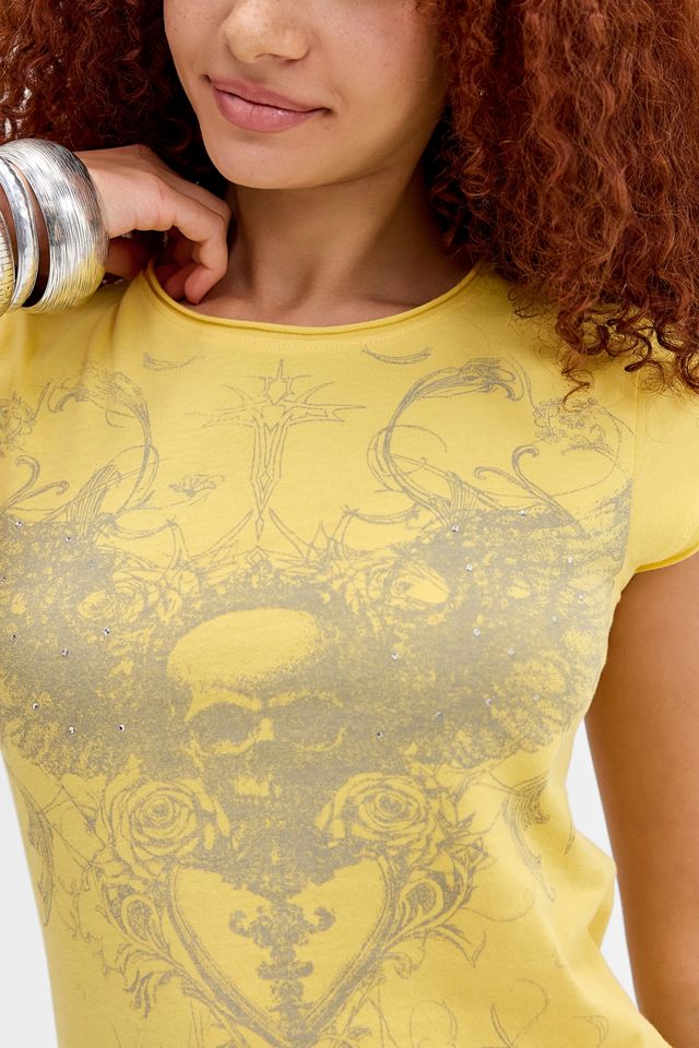 T-shirt ajusté UO à imprimé crâne grunge #3