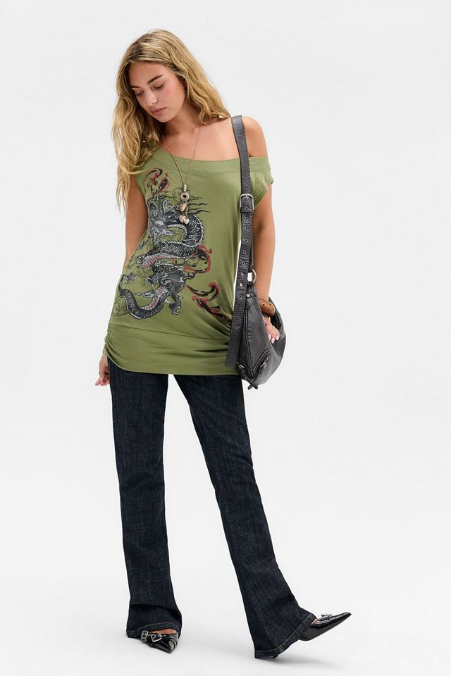 UO Dragon Off-Shoulder Tunic Top #2