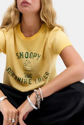 UO Sunbleach Snoopy Varsity Relaxed T-Shirt