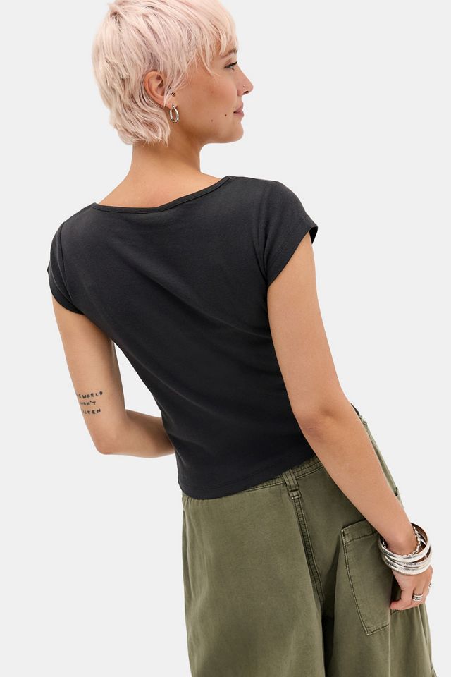 UO Tattoo Grunge V-neck Baby Tee #3