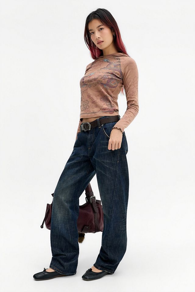 Maglietta a maniche lunghe slim con cappuccio UO Dragon Stencil #1