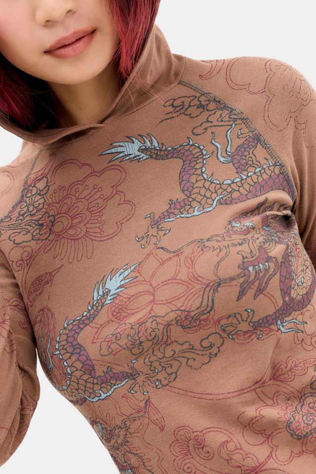 Maglietta a maniche lunghe slim con cappuccio UO Dragon Stencil #2