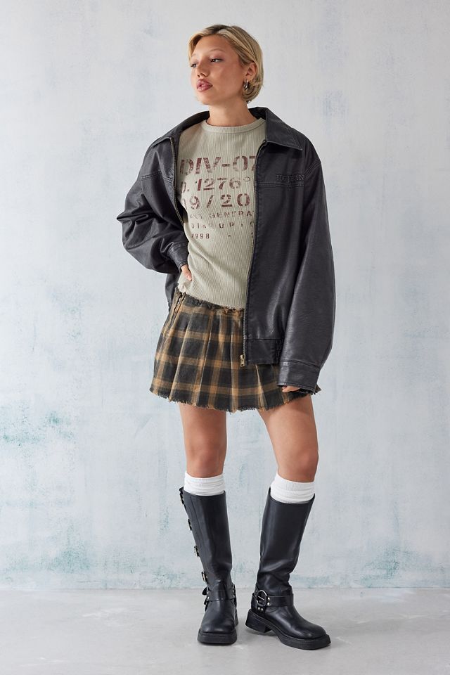 UO Ecru Stamp Print Waffle Knit T-Shirt #1