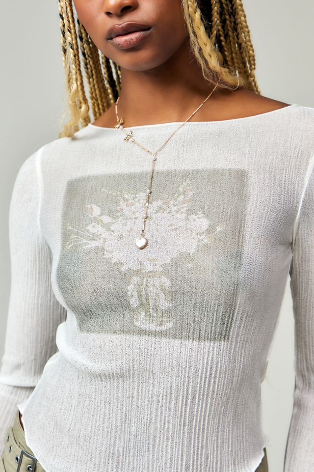 UO Floral Print Rib Top #3