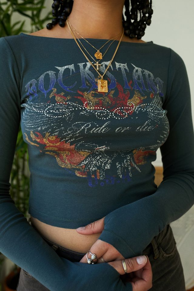 UO Black Rockstar Long Sleeve Baby T-Shirt #3