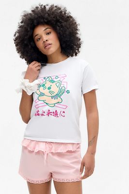 T-shirt ample UO Anime Kitten