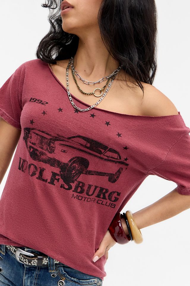UO Red Wolfsburg Car Slash Neck T-Shirt #1