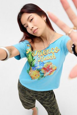 Camiseta con Hombros Descubiertos Flamenco Beach de UO
