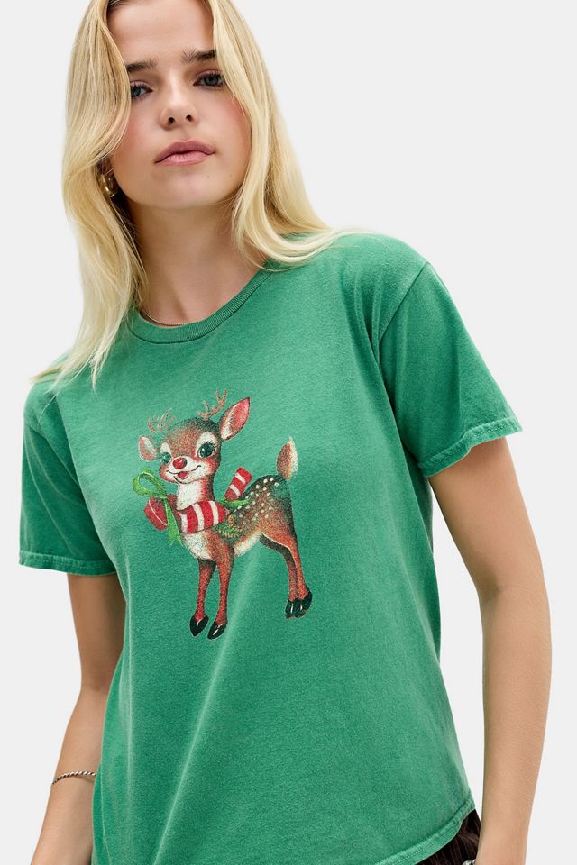 T-shirt grafica rilassata UO con cervo festivo verde #4