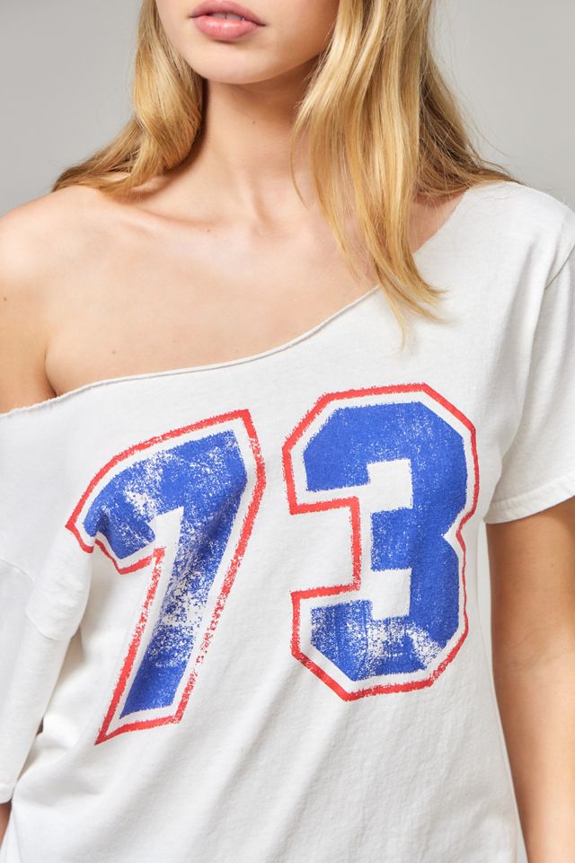 UO Slashed Off-The-Shoulder Football T-Shirt #1