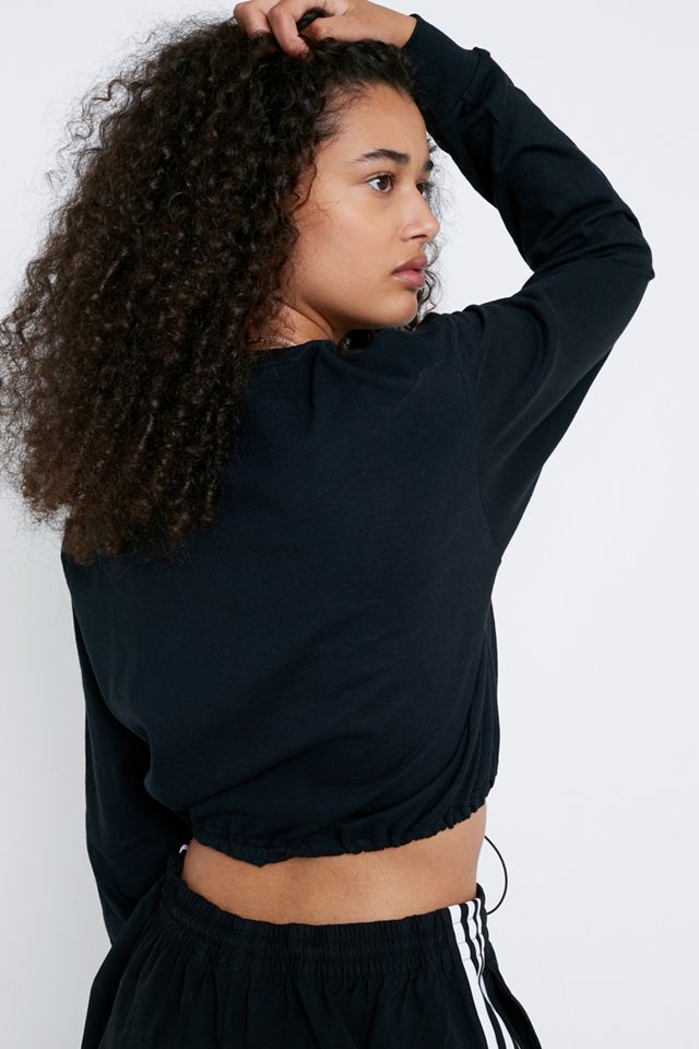 UO Holographic Print Long-Sleeve Bubble Hem T-Shirt #3