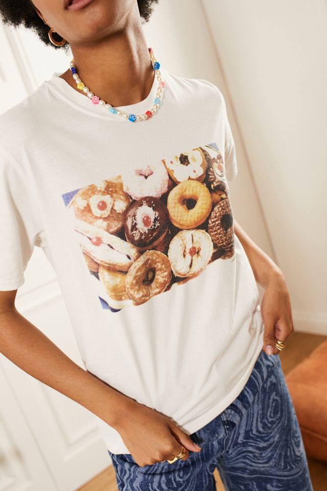 UO White Doughnut Boyfriend T-Shirt #1