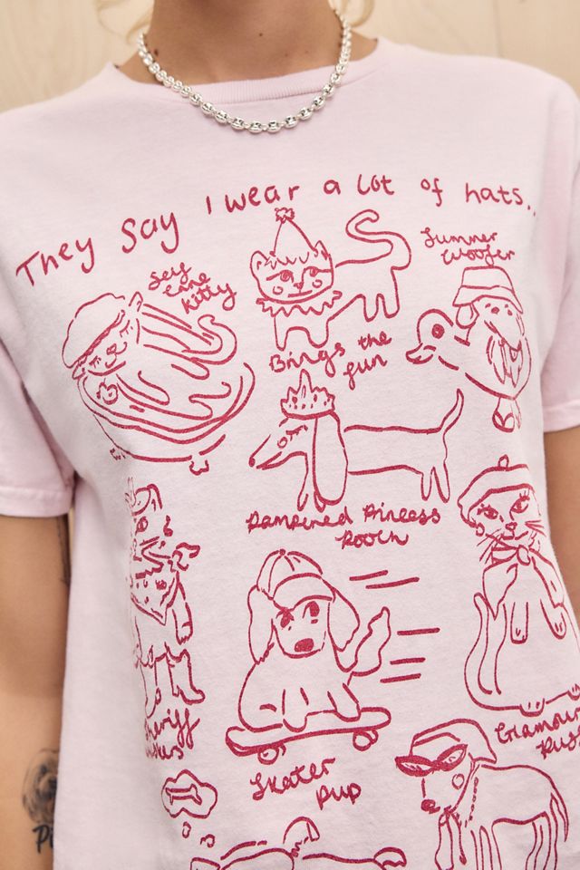 UO Cat Hat Doodle Relaxed T-Shirt #2
