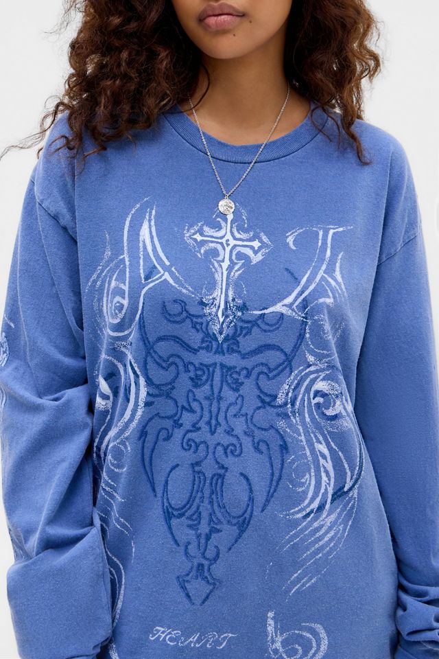 UO Tattoo Print Grunge Long Sleeve Skate T-Shirt #1