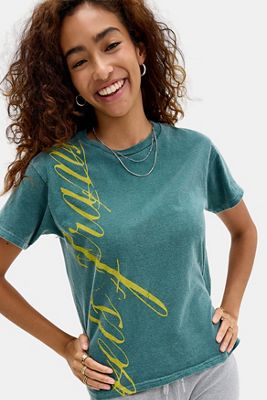 quelque chose de français.. T-shirt graphique décontracté Script