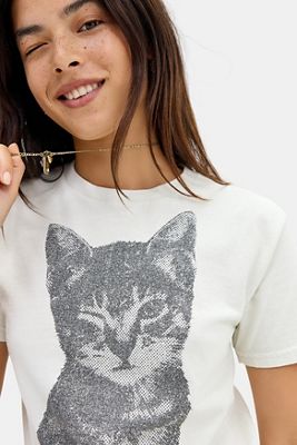 UO Pixel Winking Cat Relaxed T-Shirt