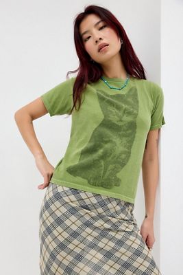 T-shirt graphique décontracté UO Chat qui fait un clin d'œil en pixel
