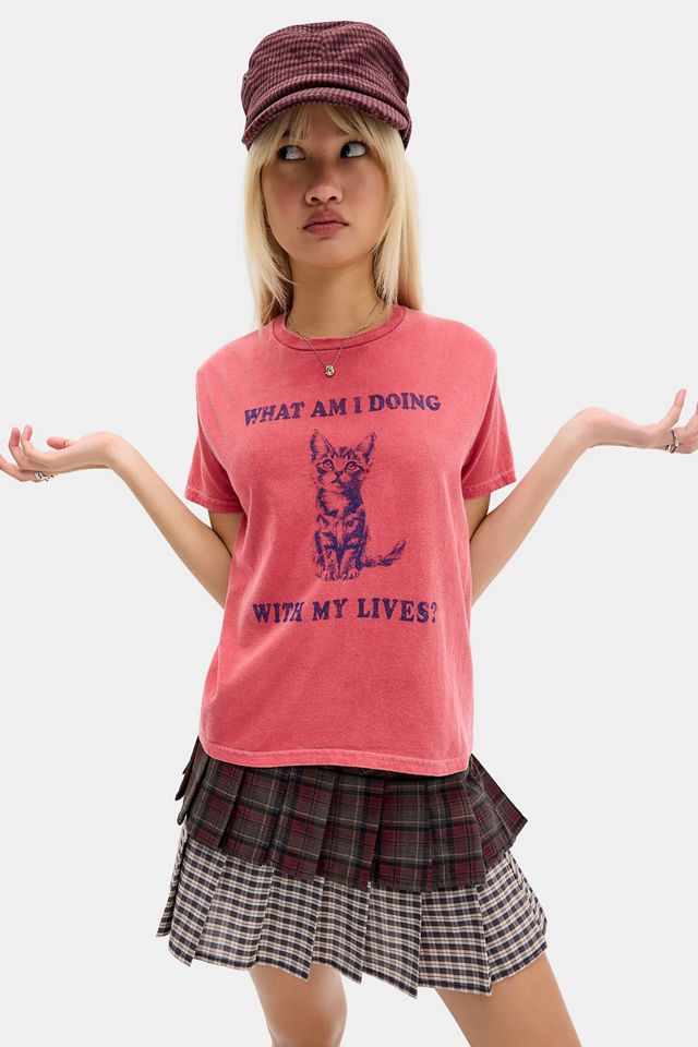 T-Shirt Rilassata UO Cats Lives #1