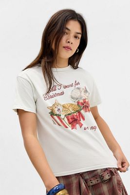 UO Christmas Cat Relaxed Tee