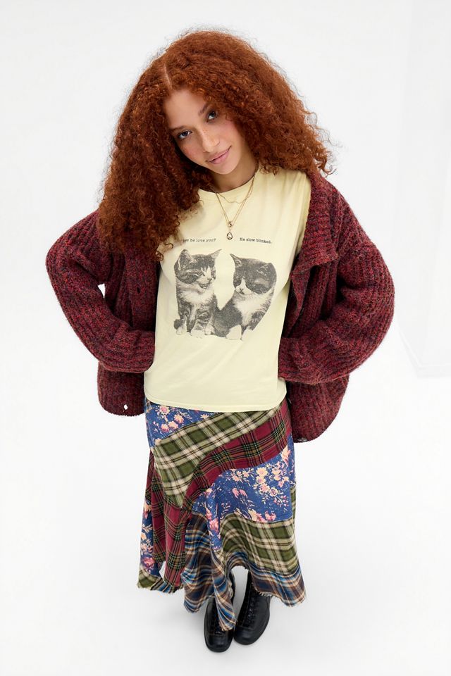 UO Yellow Slow Blink Cat Graphic Tee #1