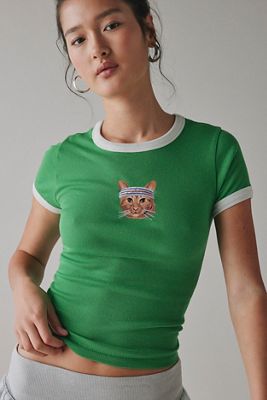 UO Too Perfect Workout Cat Short Sleeve T-Shirt