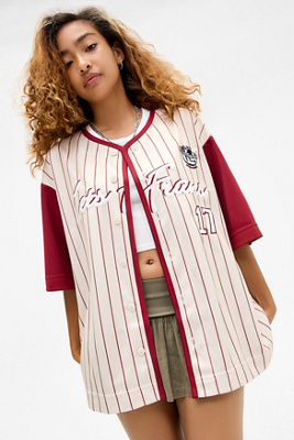 iets frans. Ecru Appliqué Baseball Top - Cream M at Urban Outfitters