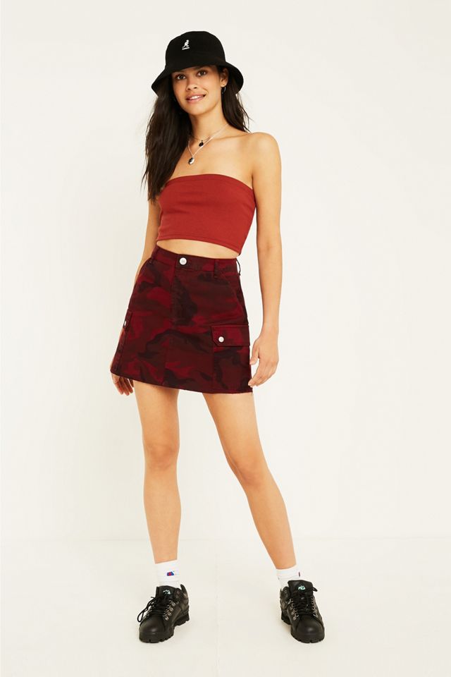 BDG Burgundy Camo Cargo Skirt #2