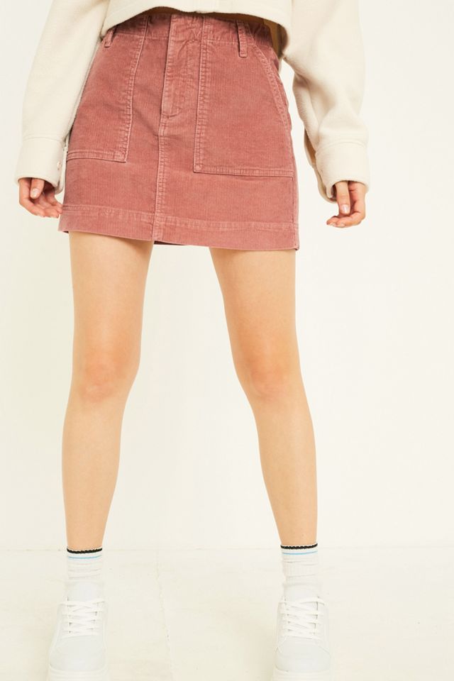 UO Pink Corduroy Carpenter Skirt #1