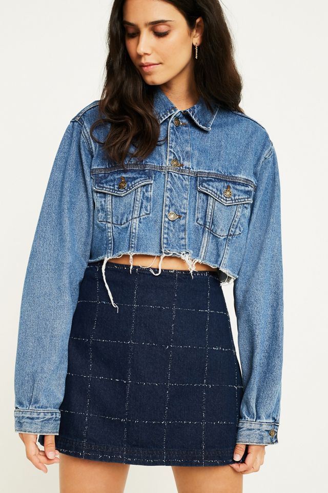 UO Windowpane Denim Skirt #1