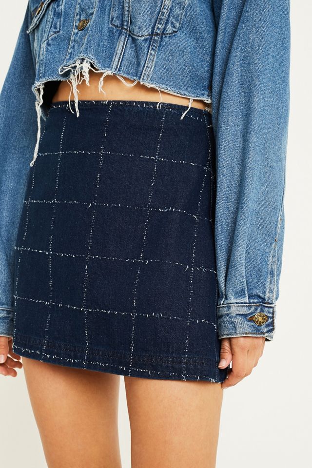 UO Windowpane Denim Skirt #2