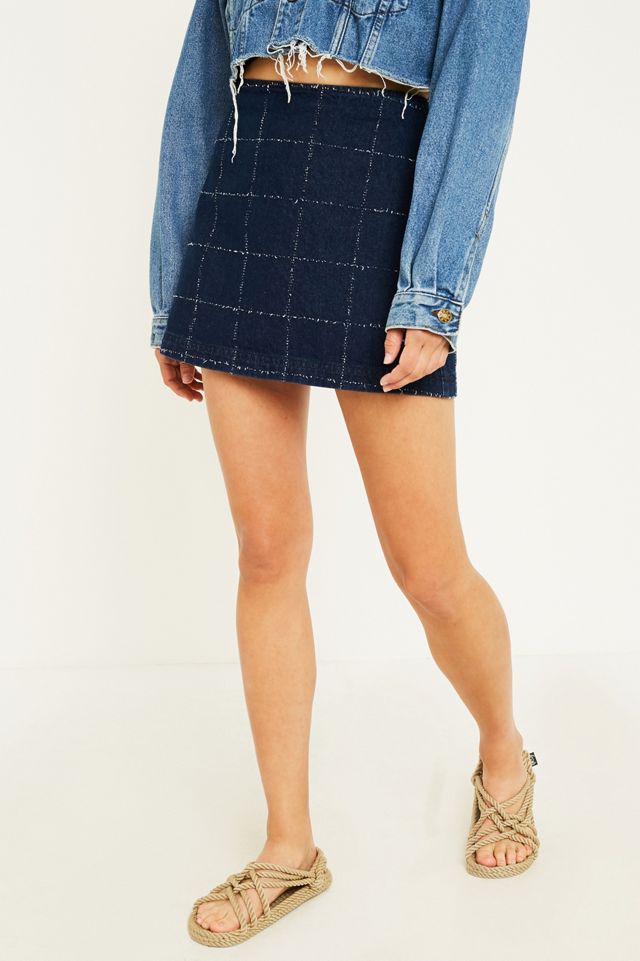 UO Windowpane Denim Skirt #4