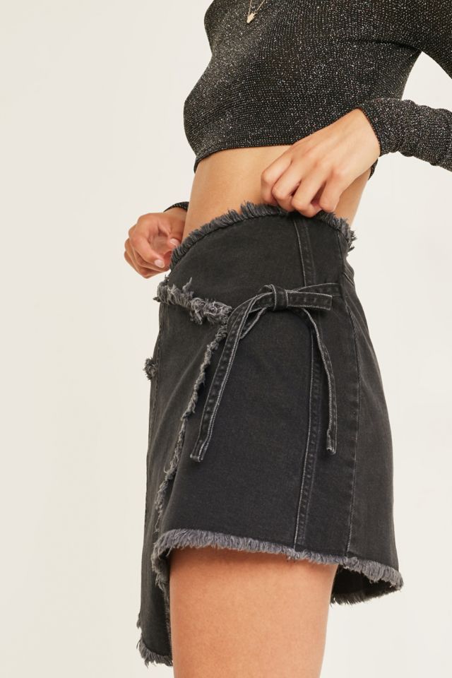 UO Frayed Wrap Mini Skirt