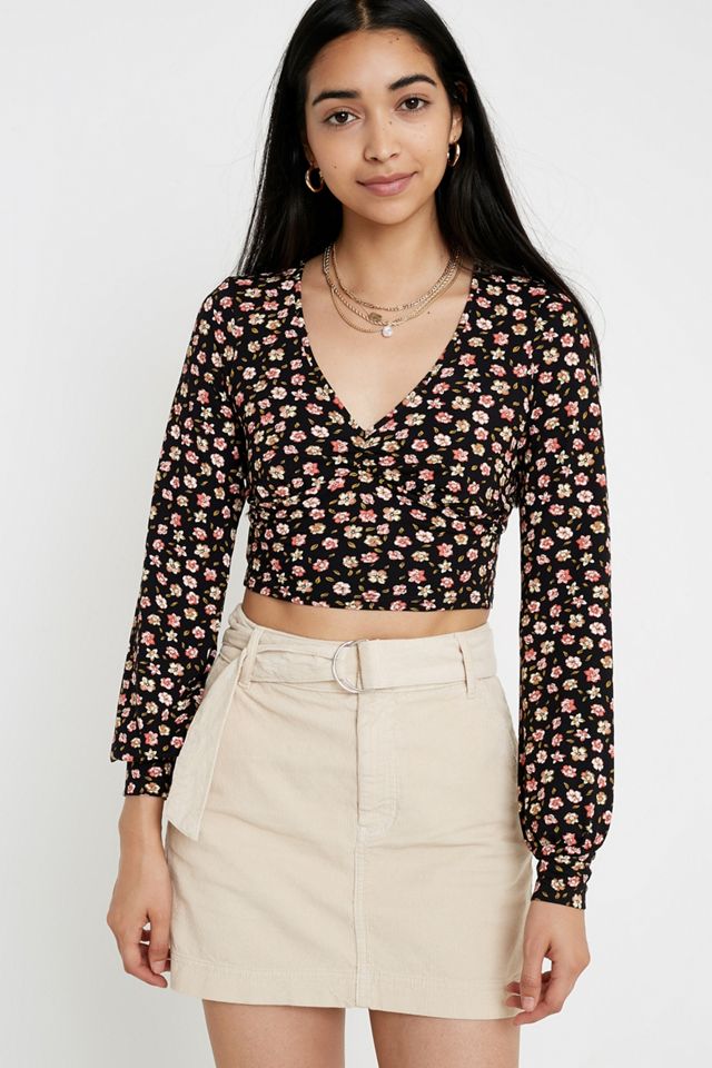 UO Corduroy Belted Mini Falda
