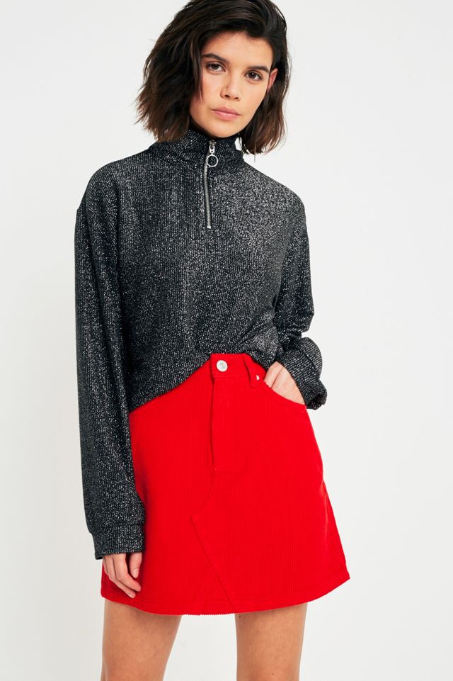 BDG Red Cord Notch Hem Skirt #4