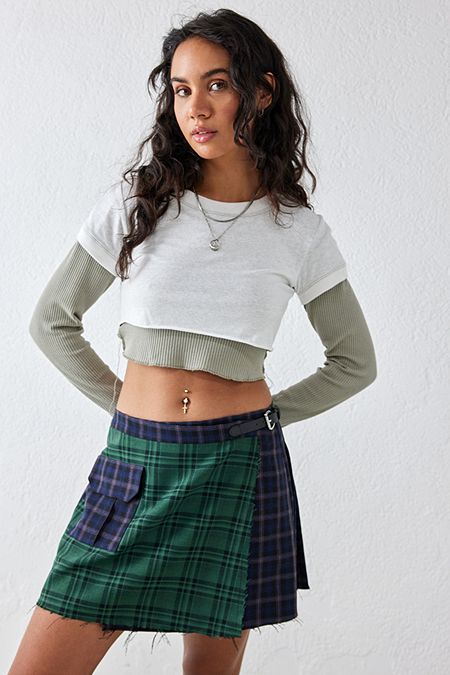 Womens Clothing Skirts Maxi skirts Urban Outfitters Uo Tiered Check Mini Skirt 
