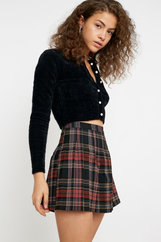 Check pleated shop mini skirt uk