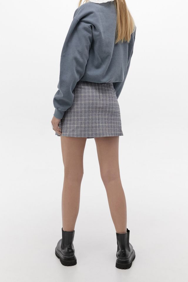 UO - Mini jupe fendue à imprimé vichy bleu #3
