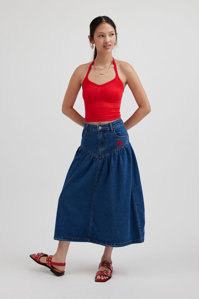 Midi jean skirt urban outfitters hotsell