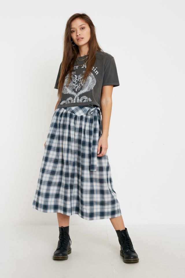 Urban outfitters shop plaid midi skirt