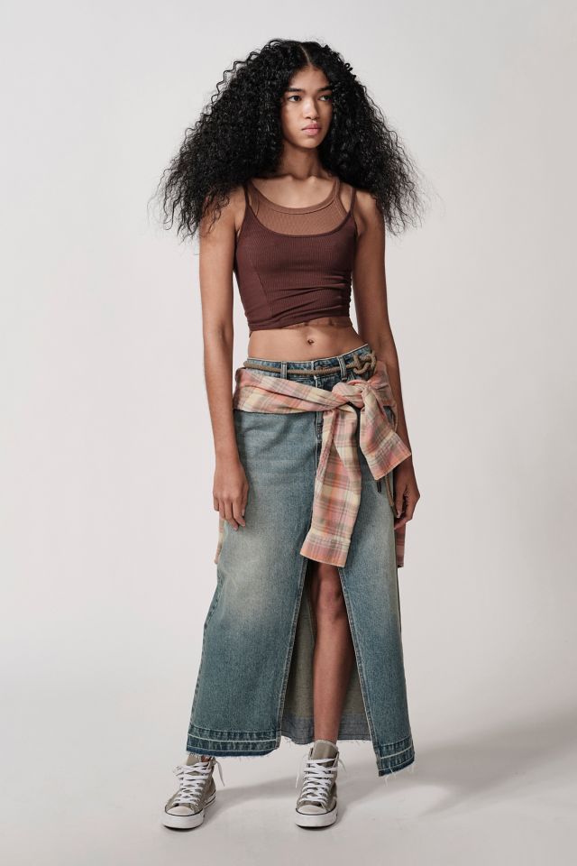 Long denim skirt outlet urban outfitters