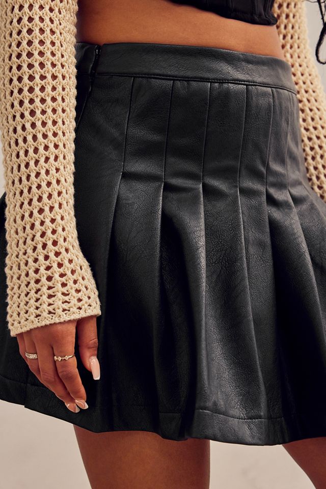 UO Stella Pleated Faux Leather Skirt  #2