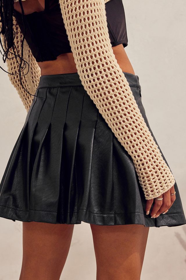 UO Stella Pleated Faux Leather Skirt  #3