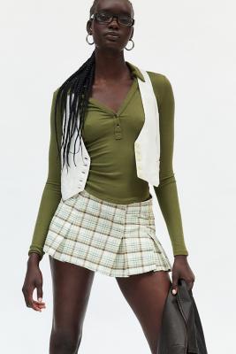 Jesse Pleated Mini Skirt - Neutral L at Urban Outfitters - BDG - Modalova
