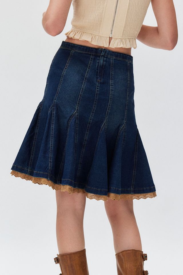 Kimchi Blue Tamara Lace Denim Midi Skirt #3