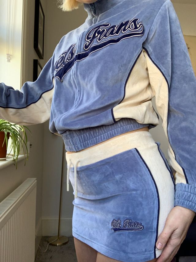 iets frans... Blue Velour Runner Skirt #2