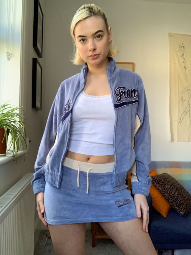 iets frans... Blue Velour Runner Skirt #3