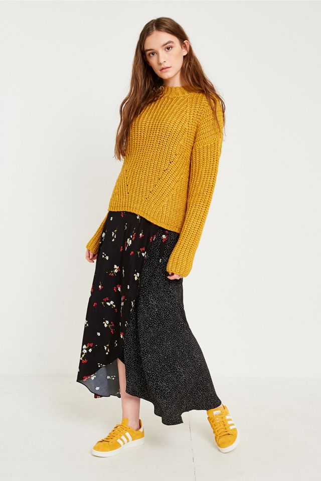 UO Mixed Print Wrap Maxi Skirt