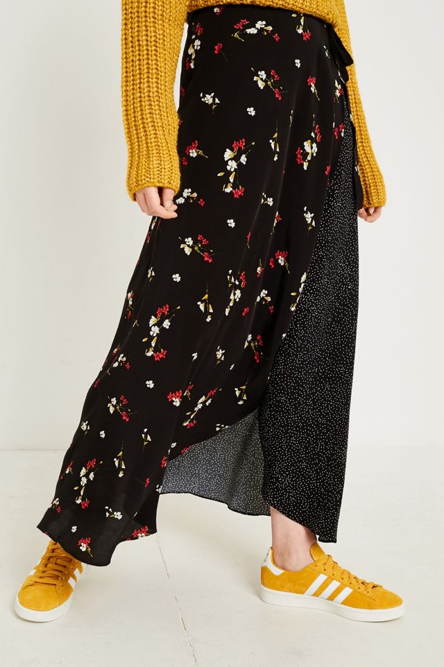 UO Mixed Print Wrap Maxi Skirt #1